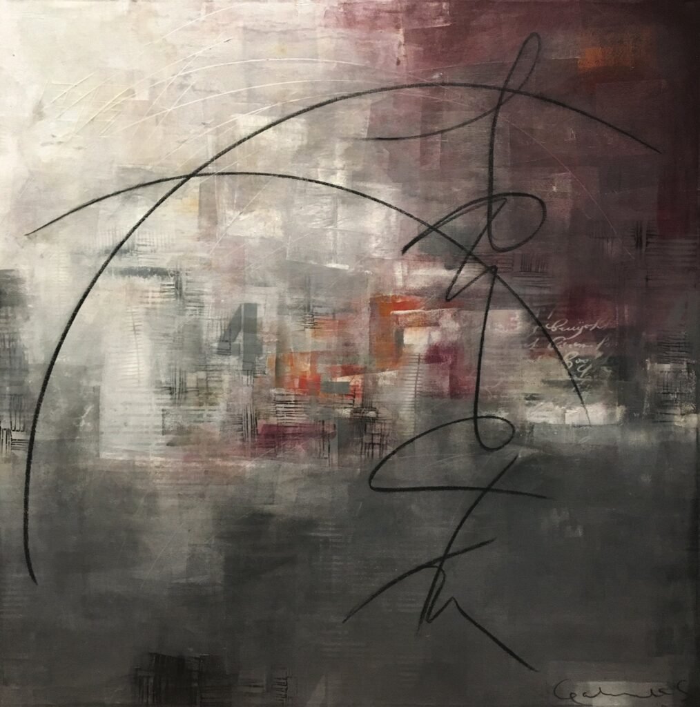 Correlato 45 — óleo sobre tela, 100 × 100 cm, serie Ontografías de Gabriela Sánchez