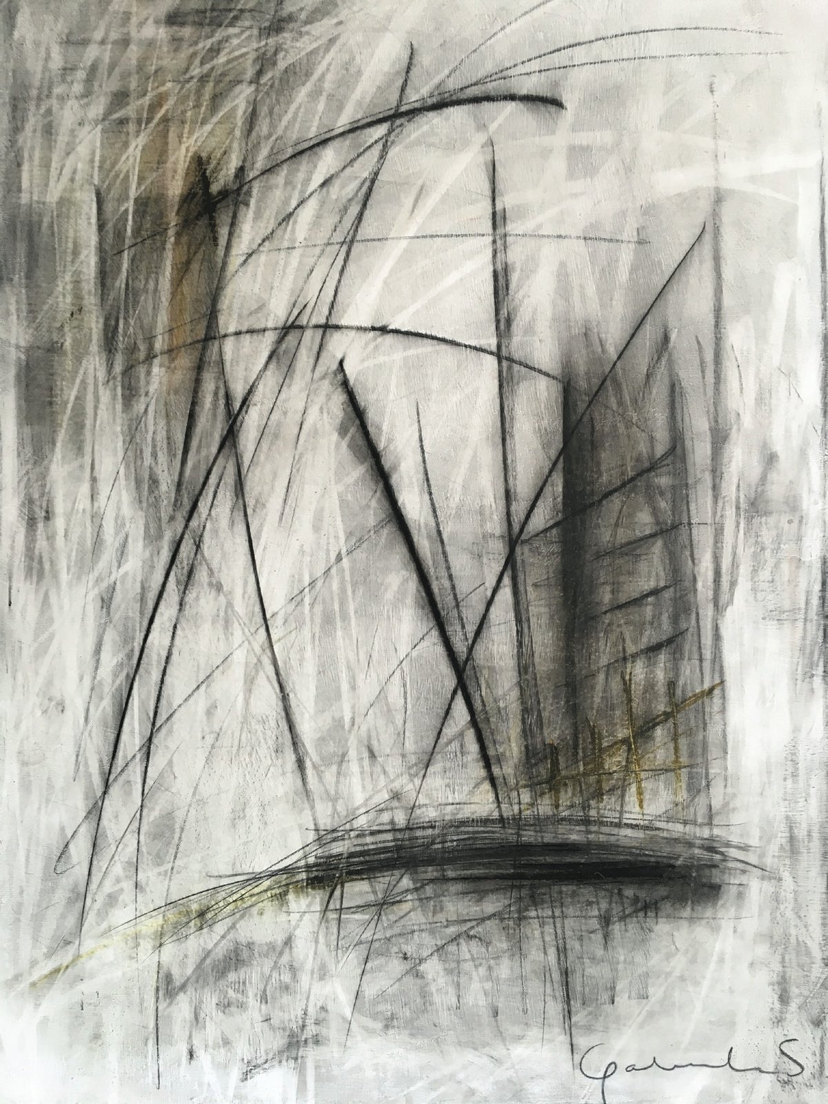 Geometría Interna — óleo sobre tela, 50 × 70 cm, Gabriela Sánchez