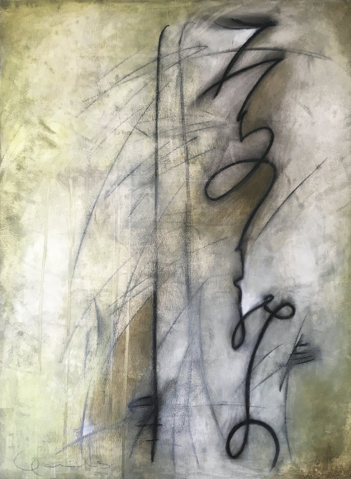 Grafismo — óleo sobre tela, 60 × 80 cm, Gabriela Sánchez