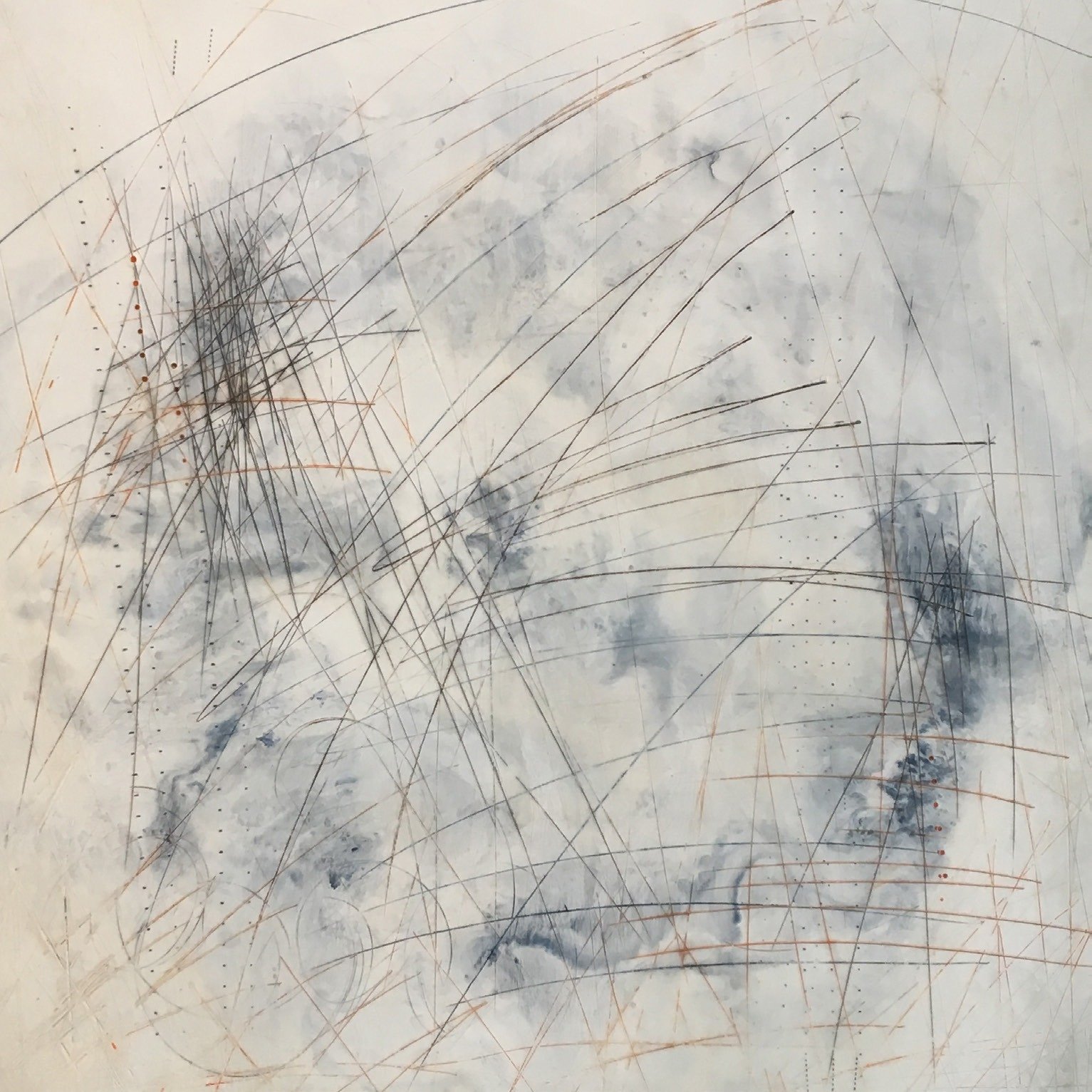 Reminiscencias — encáustica sobre madera, 60 × 60 cm, Gabriela Sánchez